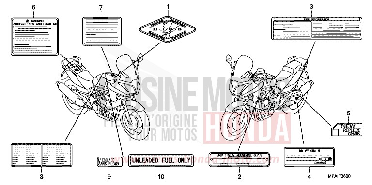 ETIQUETTE DE PRECAUTIONS de CBF1000 ABS PEARL AMBER YELLOW (Y200) de 2008